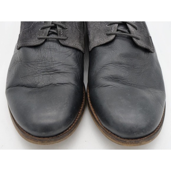Modern Vintage Mens 8.5 Oxfords Black Leather Suede Derby Plain Toe Casual Dress - Picture 7 of 11